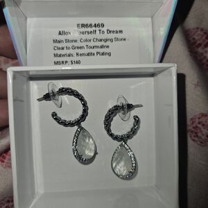 Color-Shift Teardrop Hoop Earrings in Silver Color Changing
